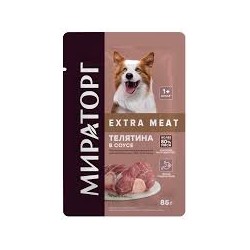 Корм конс.Extra Meat д/взрос.собак телятина в соусе 0,085кг.1/24 к.1010020568