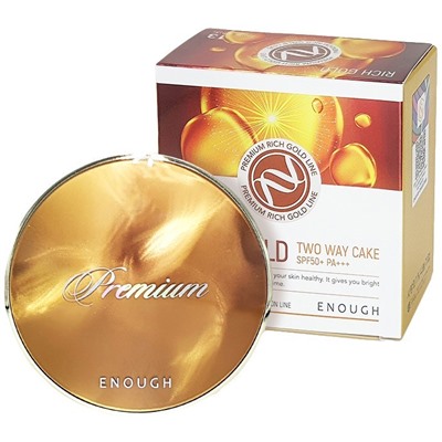 Пудра для лица с золотом со сменным блоком PREMIUM RICH GOLD TWO-WAY #21 (INCLUDING REFILL), Enough, 13 г + 13 г