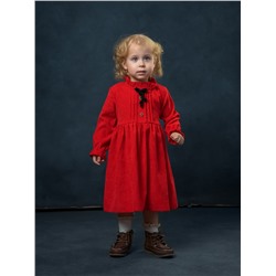 Платье Вельвет-бантик, цвет: темно-красный