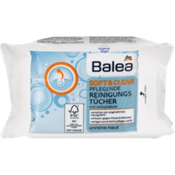 Balea (Балеа) Soft & Clear Очищающие салфетки для лица, для загрязнённой кожи, 25 шт