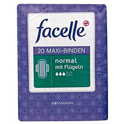 facelle Maxi-Binden normal mit Flugeln Прокладки Максимальное впитывание Нормал с крылышками 20 шт.