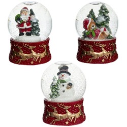 Фигурка декор с стеклянном шаре "Санта/Снеговик/Мишка", D7 см, L7 W7 H8,5 см, 3в.