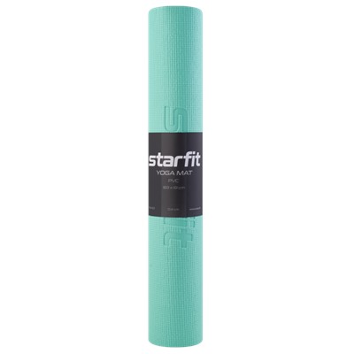Нарушена упаковка!   Коврик для йоги и фитнеса FM-101, PVC, 183x61x0,4 см, мятный Starfit (ЦБ-00001686)