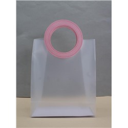 Пакет подарочный (M) "Round handle", pink (28*23*11)