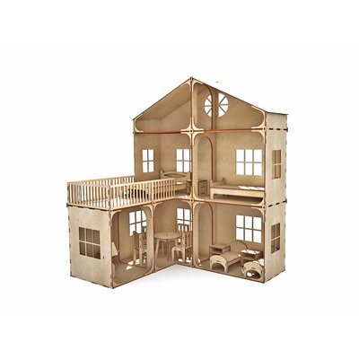 Модульный кукольный домик с балконом