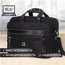 Сумка портфель BRAUBERG CARBON с отделением для ноутбука 15-16", 2 отделения, черная, 31х41х13 см, 240509