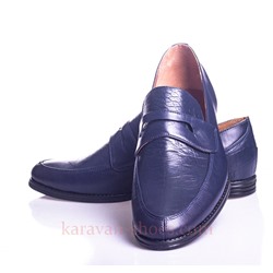 Мужские кожаные туфли LaRose L1102 Синий  Кожа+Рептилия: Под заказ