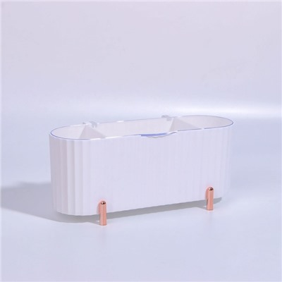 Органайзер для хранения, с крышкой, 3 секции, 21 × 8 × 9 см, цвет белый/розовое-золото