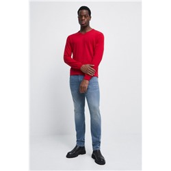 Sweter bawełniany męski gładki kolor czerwony
