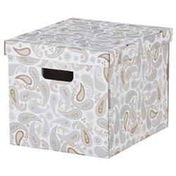 SMEKA СМЕКА, Коробка с крышкой, серый/с рисунком, 33x38x30 см