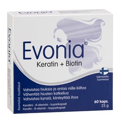 Витамины Evonia Keratin+Biotin для волос и ногтей 60 кап