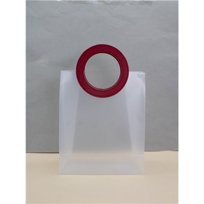 Пакет подарочный (M) "Round handle", red (28*23*11)