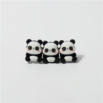 Заколка для волос GIRLY "Threen pandas", black