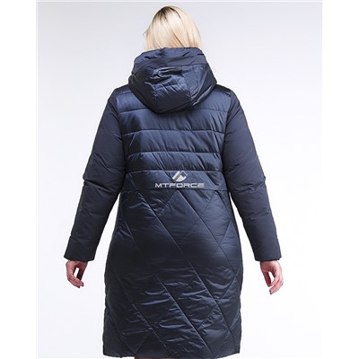 Женская зимняя классика куртка большого размера темно-синего цвета 100-916_123TS