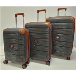 Набор из 3-х чемоданов с расширением  23101 Темно-серый