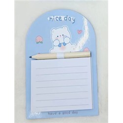 Магнитный блок для записей с карандашом «Nice day», blue, 10х14 см