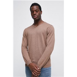 Sweter bawełniany męski gładki kolor beżowy