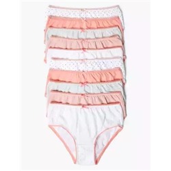 10pk Pure Cotton Spotted Knickers (2-16 Yrs)