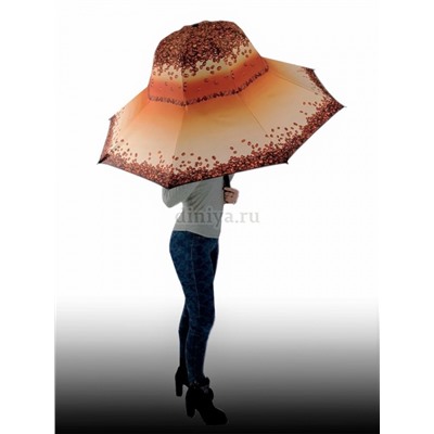 Зонт-трость шляпа женский DAIS арт.7709-1 полуавт (кофе)