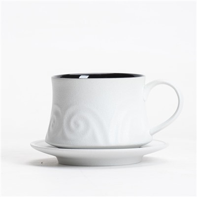 Чашка с блюдцем матовая белая керамика
