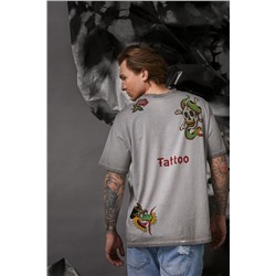 T-shirt bawełniany męski Tattoo Art by Marcin Małczyk, kolor szary