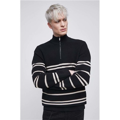 Sweter bawełniany męski wzorzysty kolor czarny