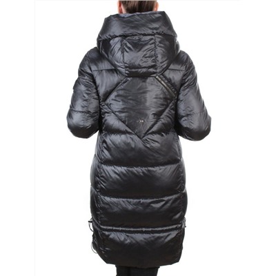 9106 BLACK Пальто зимнее женское  FLOWEROVE (200 гр. холлофайбера) размер XL - 52 российский