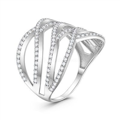 Кольцо из серебра с фианитами родированное К-4389-Р