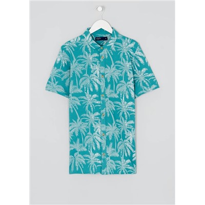 Short Sleeve Palm Print Jersey Shirt