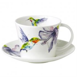 Чайная пара для завтрака 470мл Колибри в цветах  - купить чайные пары Roy Kirkham из фарфора