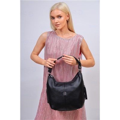 Женская сумка хобо из искусственной кожи, цвет черный