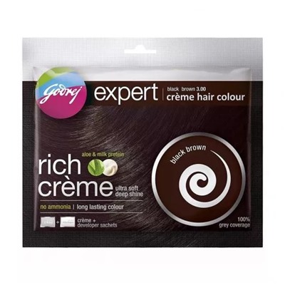 Крем-краска для волос, черно-коричневый (40 г), Expert Creme Hair Colour Black Brown, произв. Godrej