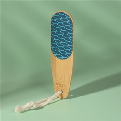 Тёрка для ног «BAMBOO», наждачная, двусторонняя, с подвесом, 18 см, бамбуковая