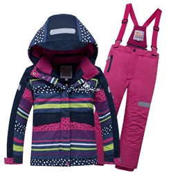 Подростковый для девочки зимний горнолыжный костюм темно-синего цвета 8930TS