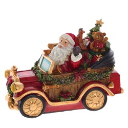 Фигурка декоративная "Дед Мороз на машине" с подсветкой (2xAA, не прилаг.), L25 W12 H16 см