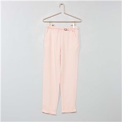 Легкие брюки с ремнем - розовый