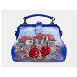 Кожаная сумка с росписью из натуральной кожи «W0013 Electric Девушки на лугу»