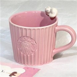 Кружка Starbucks Pink Cat c ложкой