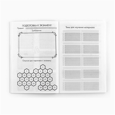 Планинг для подготовки к экзаменам, А5 60 л. Мягкая обложка «Черный»