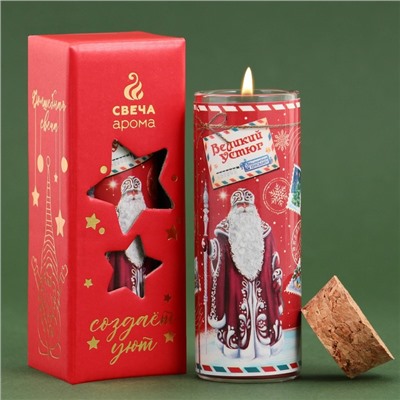 Новогодняя свеча в колбе «Дед Мороз», аромат корица