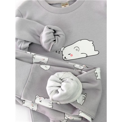 Пижама детская Baby Boom КД410/1-И Мишки белые на сером