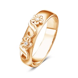 Золотое обручальное кольцо с бесцветными фианитами - 572