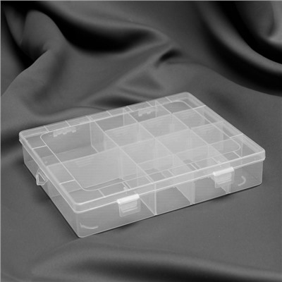 Органайзер для рукоделия, со съёмными ячейками, 14 отделений, 21 × 17 × 4 см, цвет прозрачный