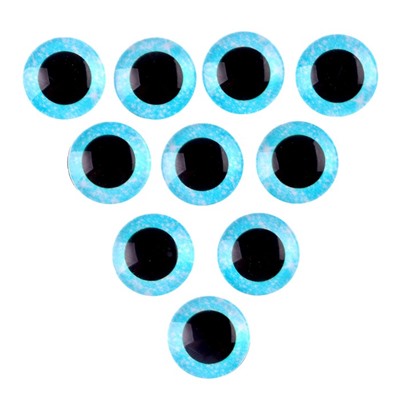 Глаза на клеевой основе, набор 10 шт., размер 1 шт. — 18 мм, цвет голубой с блёстками