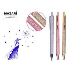Ручка шариковая автоматическая Mazari SHINE синяя 3цвета металлич корпус 0,7mm M-7427-70/25/Китай