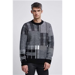 Sweter męski wzorzysty kolor czarny