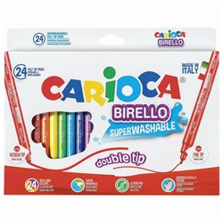 Фломастеры двухсторонние CARIOCA (Италия) "Birello", 24 цвета, суперсмываемые, 41521