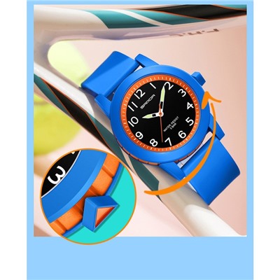 Часы наручные детские, d-3.4 см, водонепроницаемые, светящиеся, ремешок силикон, синие
