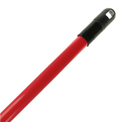 Рукоятка (черенок) для швабры металлическая 116х2,2см "Моно" красный, с пластмассовой резьбой, пластмассовый наконечник (Китай)
