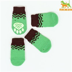 Носки нескользящие, размер L (3,5/5 * 9 см), набор 4 шт, зеленые